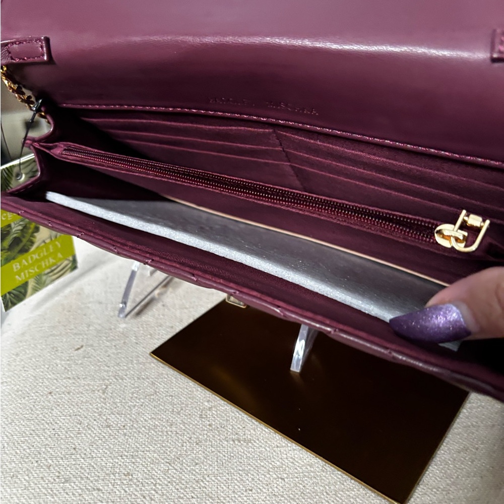 Quilted Plum Shoulder Bag with Gold Hardware - Picture 9 of 11